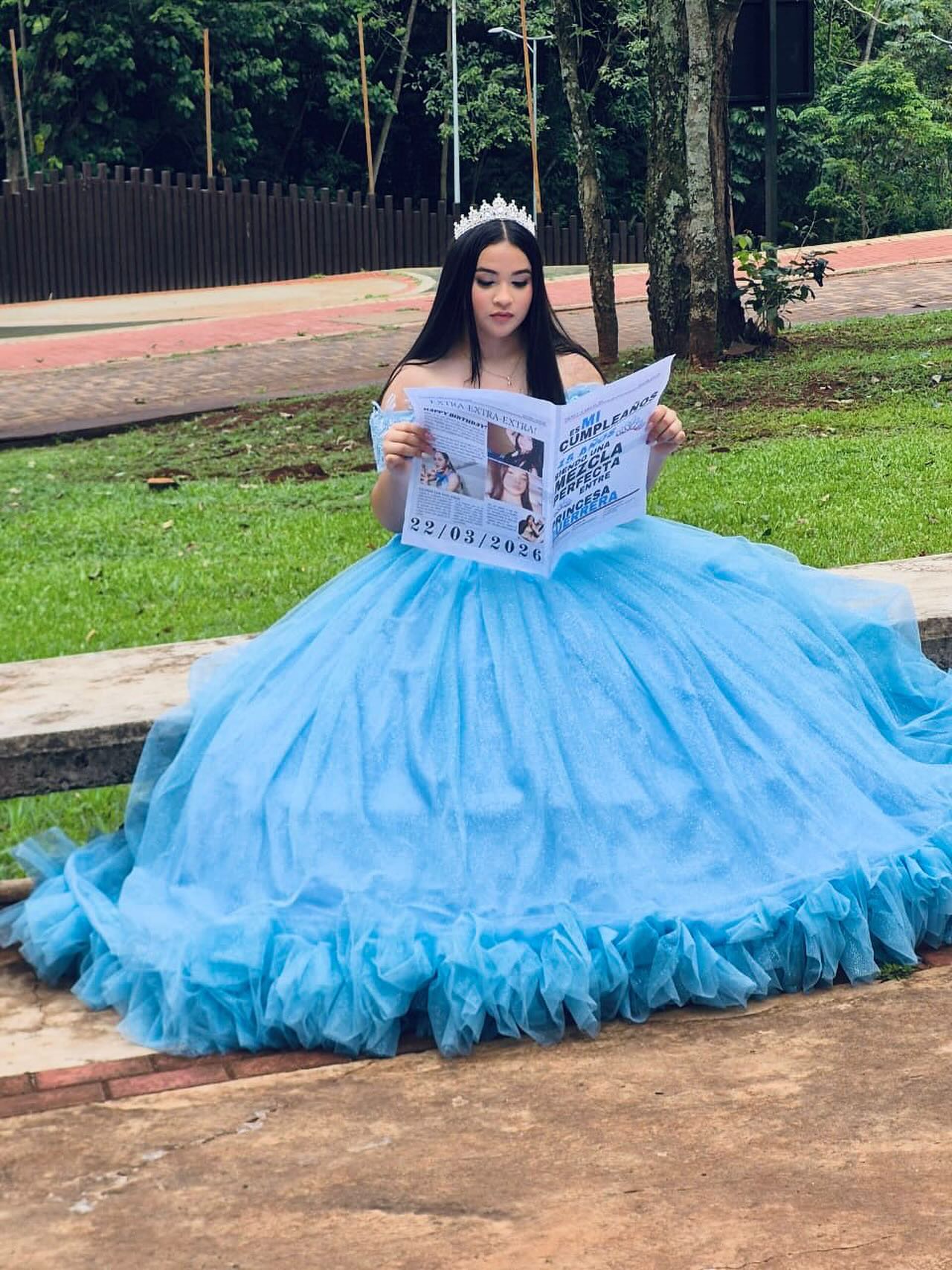 Vestido celeste del atelier